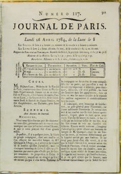 Première page de la lettre de Benjamin Franklin au Journal de Paris en 1784 - Cultea