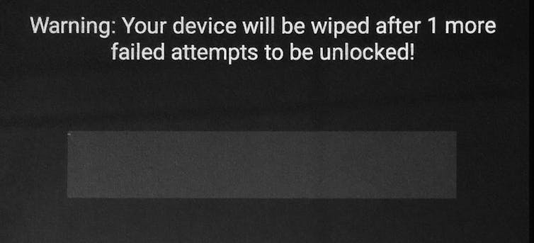 Android failure attempts message