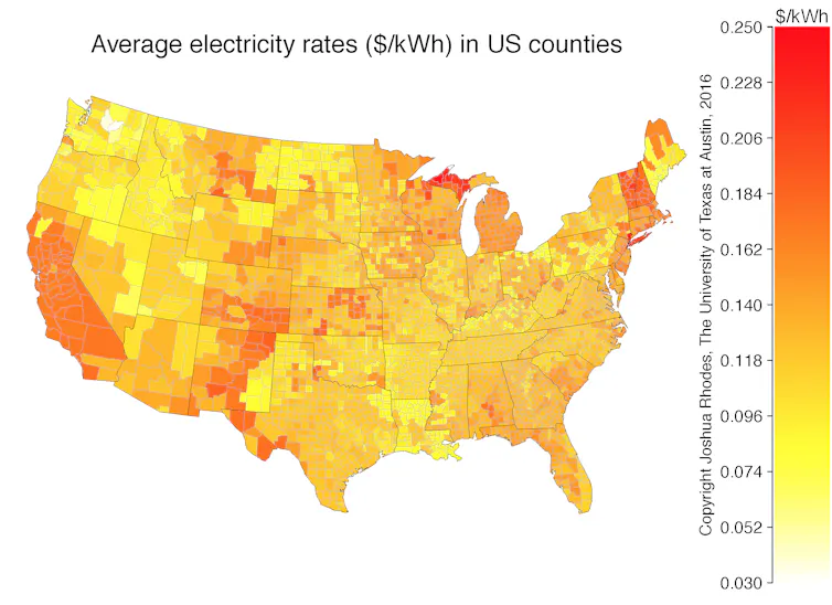 Electrical Rates Map When will rooftop solar be cheaper than the grid? Here’s a map