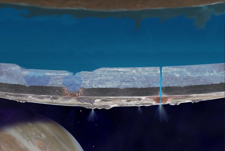 Impression showing the cross-section of Europa.