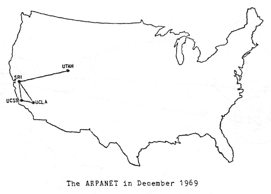 A Arpanet, em dezembro de 1969
