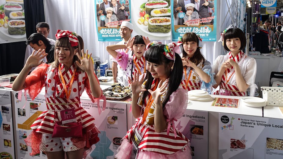 An example of what Kawaii culture has become since its early counter-culture days. Musubizm band at a J-Pop Summit, 2016.