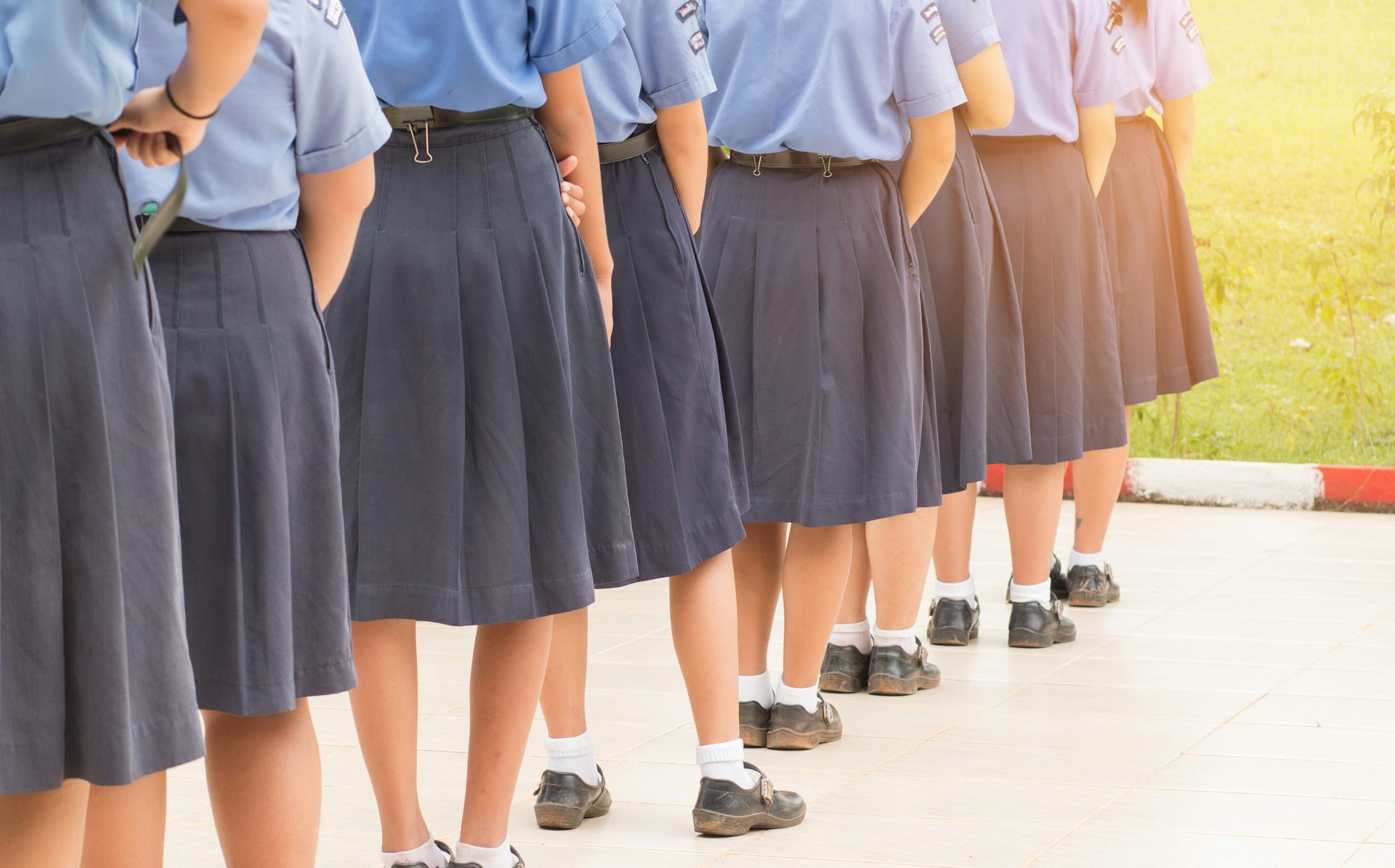 Girls High Waist School Uniform Pleated School Girls Pleated Skirt School G...