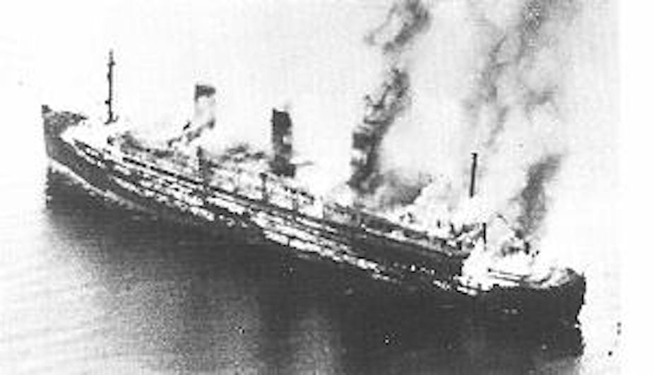 Image result for Sinking of German ocean liner Cap Arcona Photo: The Conversation)