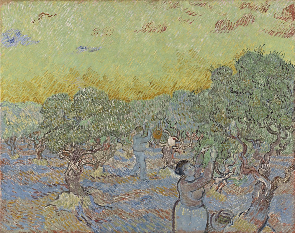 Here S Looking At Vincent Van Gogh S Olive Grove With Two Olive Pickers