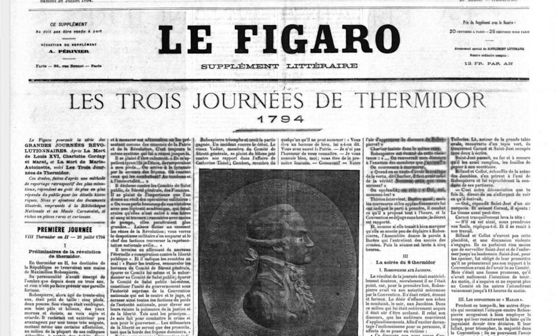 Le centenaire de la mort de Robespierre à travers la presse