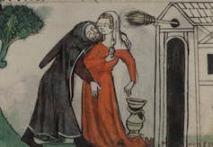 A hermit lewdly embraces a miller’s wife