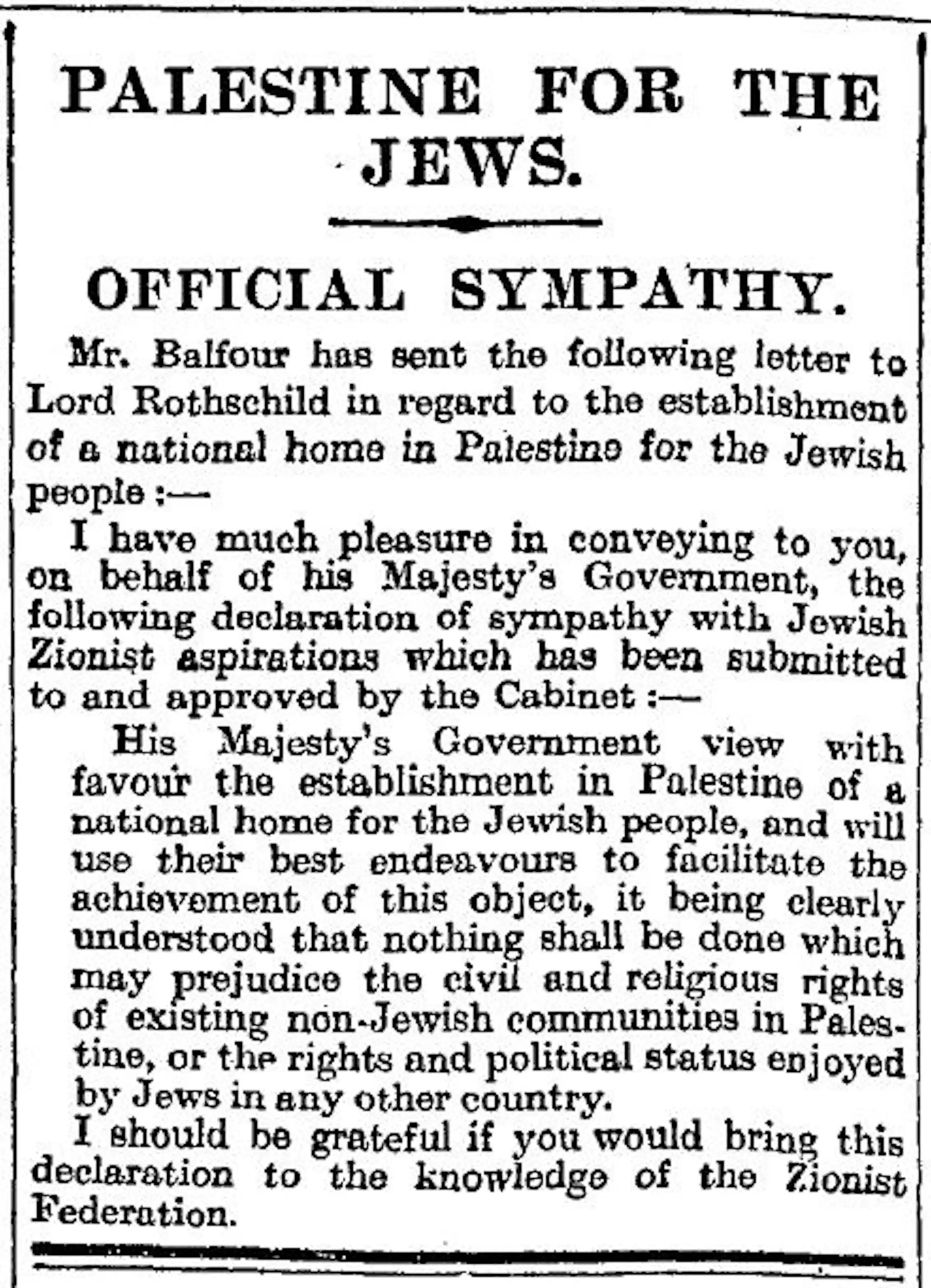 A century on, the Balfour Declaration still shapes Palestinians ...