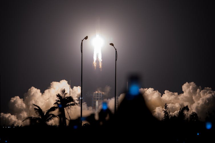 Who’s rushing? The Chinese Long March 5 rocket lifts off.