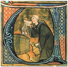 monk sneaking a drink monasteries liqueur beer wine 