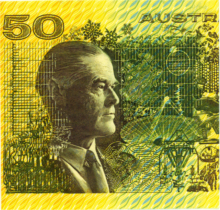 Australia’s first $50 note featured the Parkes telescope and a pulsar.