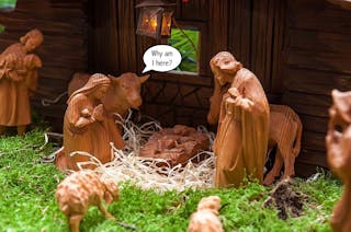 An ox, an ass ... a dragon? Sorry, there were no animals in the Bible's nativity  scene