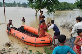 Monsoon flooding in the Himalayan foothills of India, Bangladesh and Nepal affected more than 40m people last year. Credit: EPA-EFE