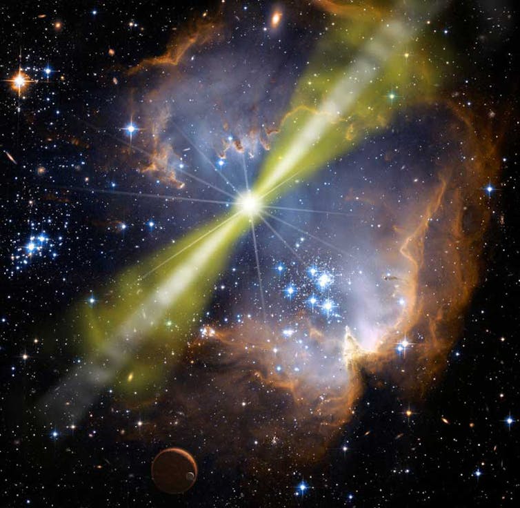 Artist impression of gamma ray burst. Credit: NASA
