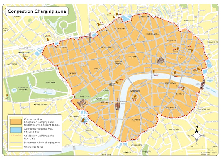 London’s Congestion Charge zone. Transport for London