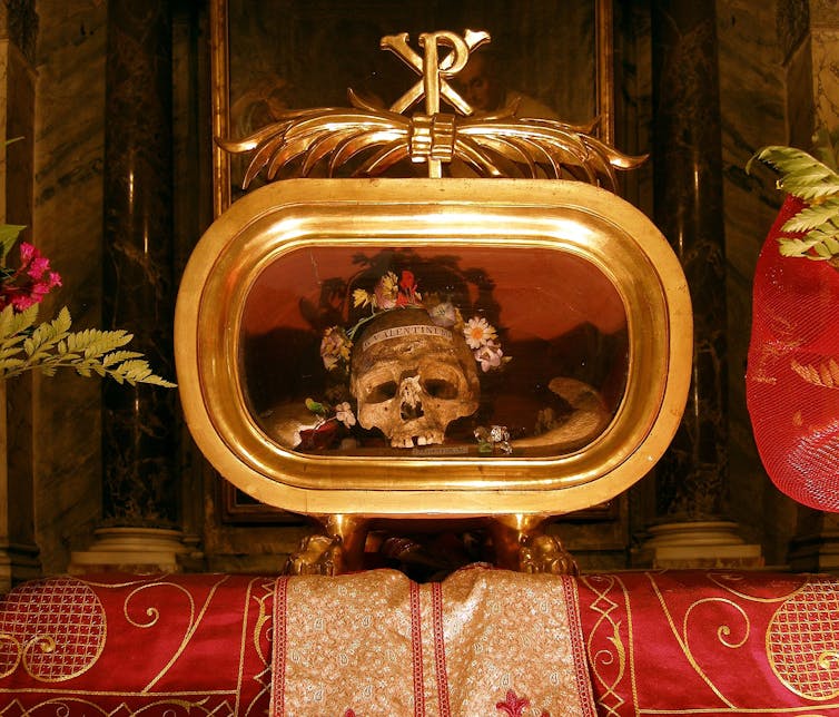  Relics of St. Valentine of Terni at the basilica of Saint Mary in Cosmedin.