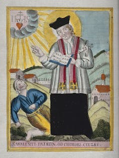  St. Valentine blessing an epileptic.