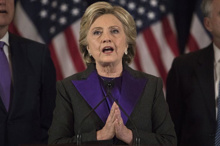 Democratic candidate Hillary Clinton concedes the 2016 presidential election.