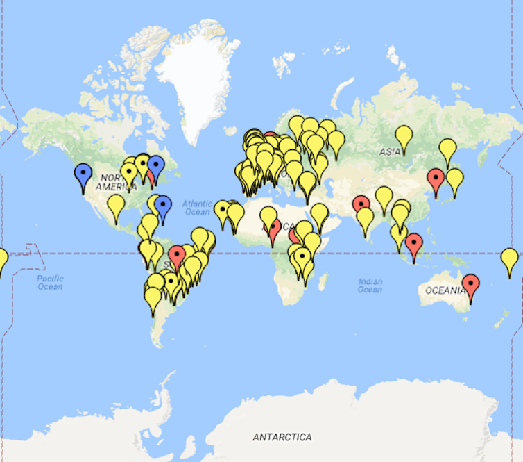 Mapping of participatory budgeting in the world, 2018. (Photo: Tiago Peixoto, CC BY). Mapping of participatory budgeting in the world, 2018. (Photo: Tiago Peixoto, CC BY).