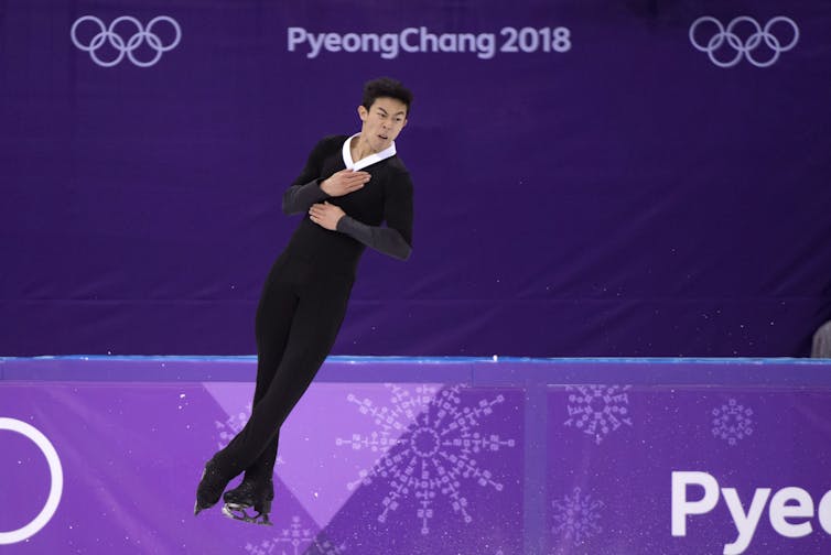 U.S. figure skater Nathan Chen, who executed a record six quad jumps during the men’s free skate at the Pyeongchang Olympics, says he mentally breaks down each jump before his performances. THE CANADIAN PRESS/Paul Chiasson