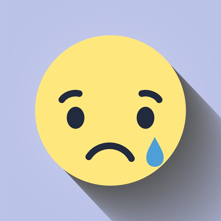 Facebook sad face symbol. Shutterstock/Lina_R