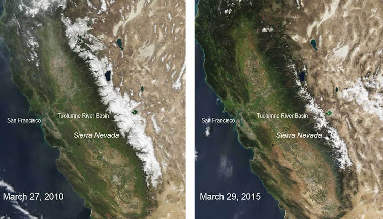 Snow cover in Sierra Nevada