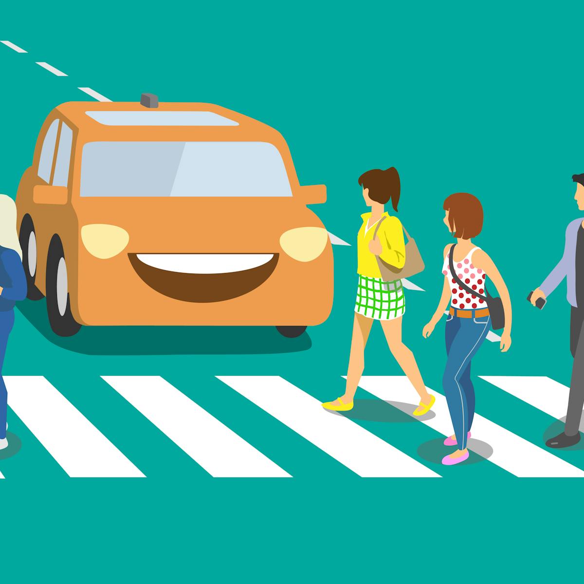 Car Driving Down Road Cartoon