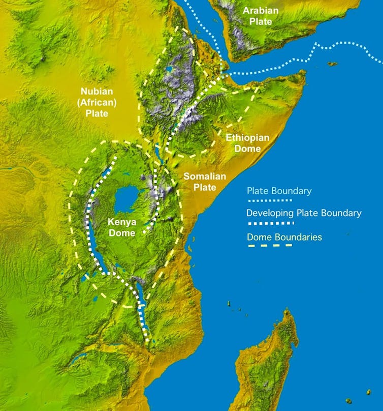 Topography of the Rift Valley. Credit: James Wood and Alex Guth, Michigan Technological University. Basemap: Space Shuttle radar topography image by NASA