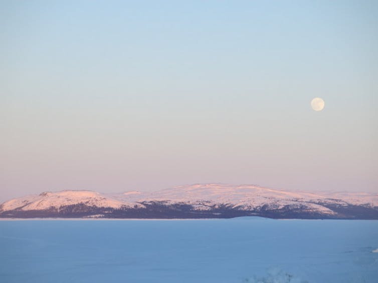 Moonrise near Rigolet, Nunatsiavut, Canada. Credit: Ashlee Cunsolo