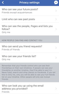Facebook App Personal Data Privacy Settings