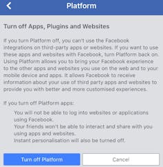 Facebook App Personal Data Privacy Settings