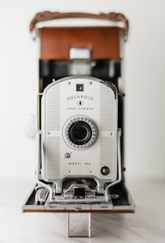 Polaroid camera faces the viewer