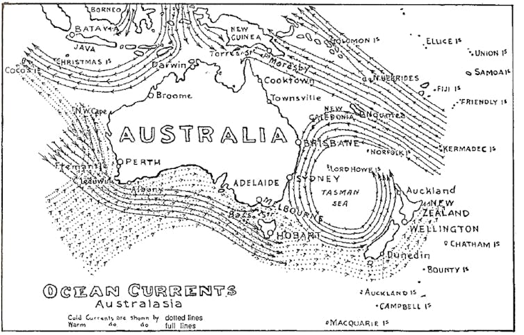 the movement of ocean waters around Australia