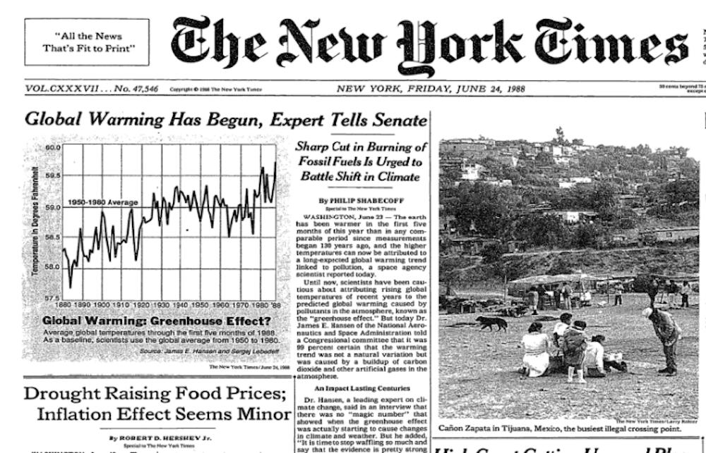 30 Years Ago Global Warming Became Front Page News And Both Republicans And Democrats Took It Seriously