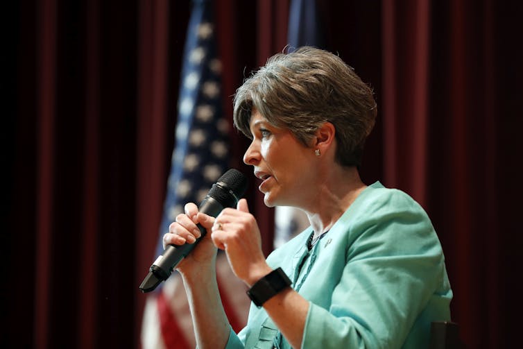U.S. Sen. Joni Ernst, R-Iowa, has advocated for greater access to mental health services as a way to prevent gun violence. AP/Charlie Neibergall