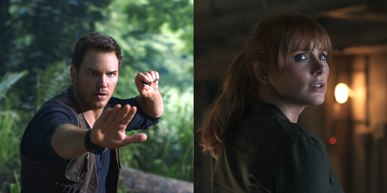 "Jurassic World: Fallen Kingdom" - Owen (Chris Pratt, left) and Claire (Bryce Dallas Howard, right) are back.