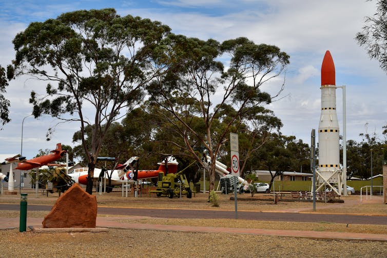 Aircraft and missiles on display at Woomera, South Australia