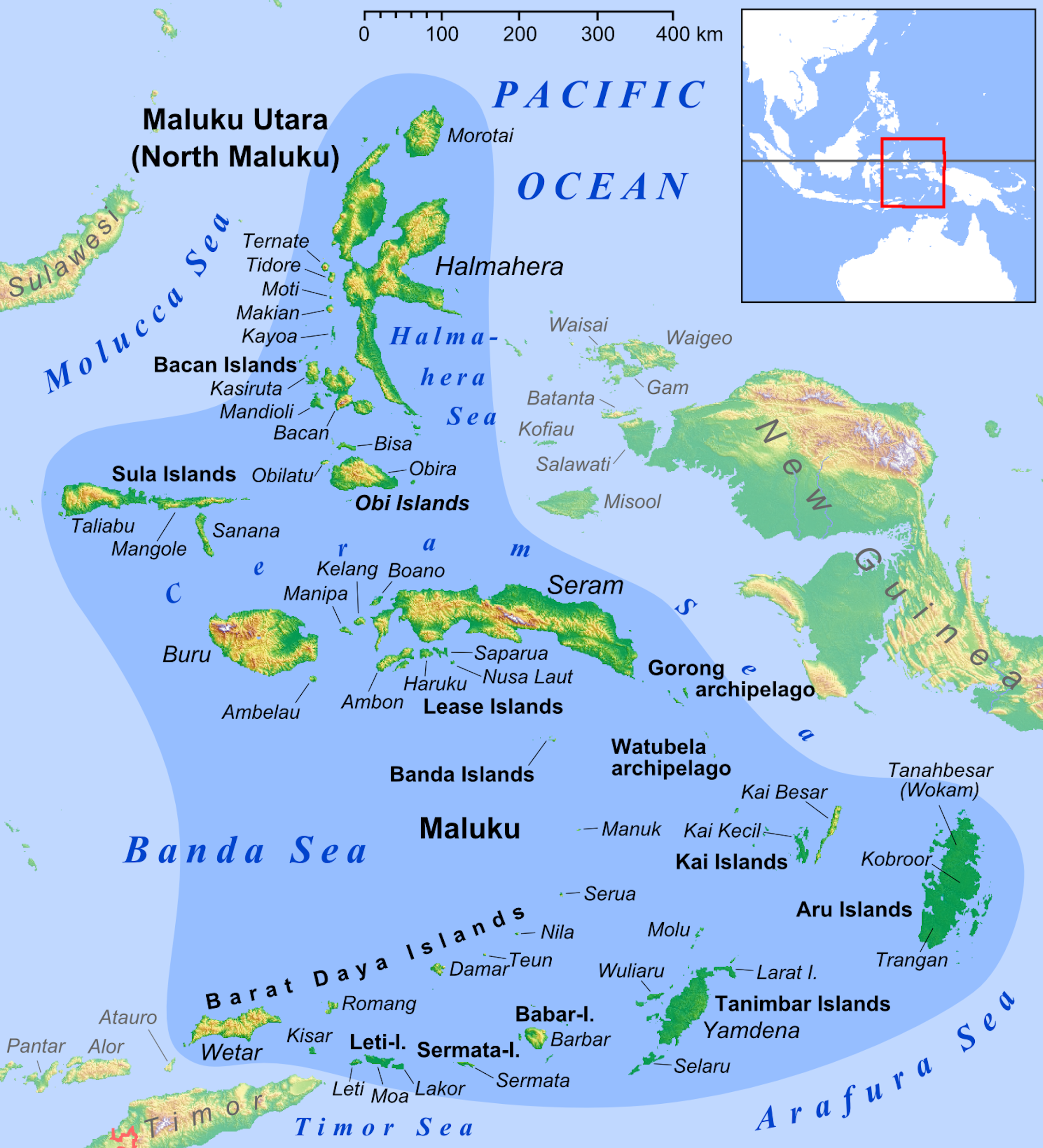 Зондские и Молуккские острова на карте