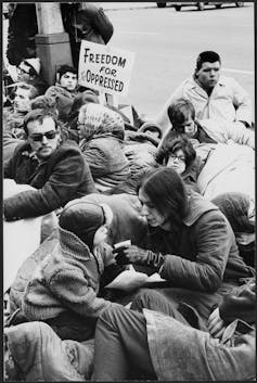 Protesters stage a demonstration in Toronto’s Yorkville neighbourhood in the 1960s.