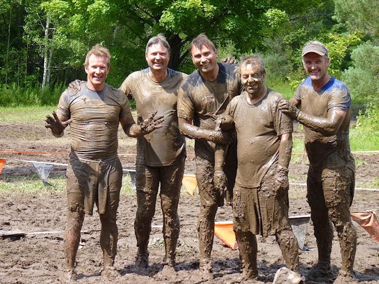 The author, Joe Recupero, second from right, with his Tough Mudder team. (Alison Webb, Author provided)