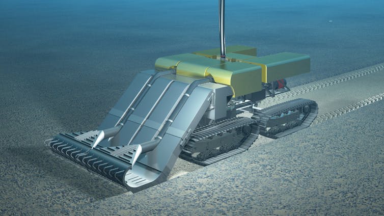 A subsea crawler like this one designed by Royal IHC Mining would harvest polymetallic nodules from the sea floor. (Royal IHC)