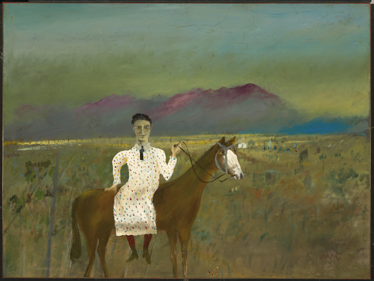 Steve Hart dressed as a girl, 1947 by Sidney Nolan