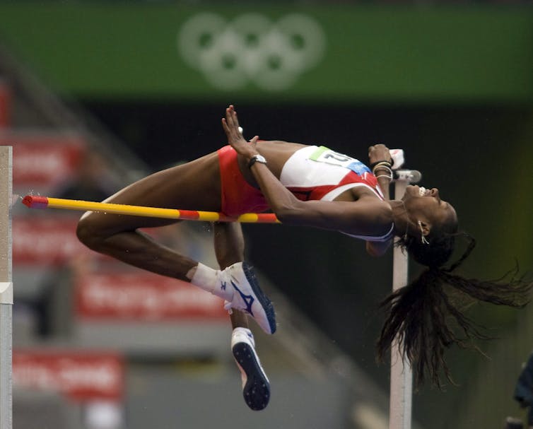 Author Nicole Forrester, seen here competing at the 2008 Summer Olympics in Beijing, didn’t start high jumping until she was 18 years old. (THE CANADIAN PRESS/Ryan Remiorz)