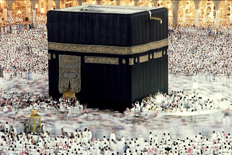 Pilgrims must circumambulate the Ka’ba anticlockwise seven times (tawaf). Peter 