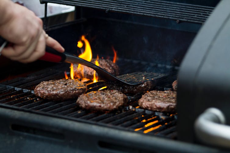 grilling hamburgers