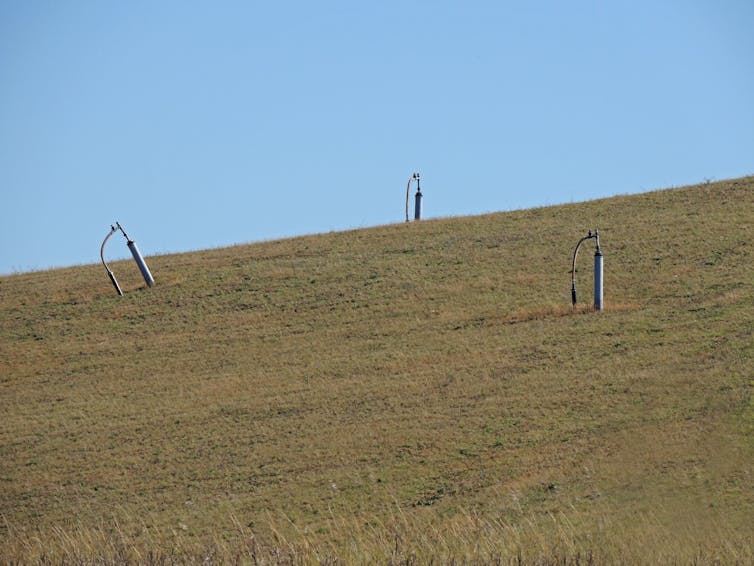 Methane vents at an old landfill site