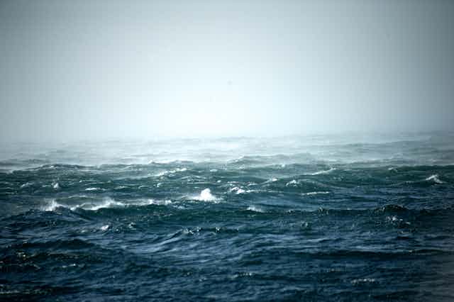A stormy ocean scene.
