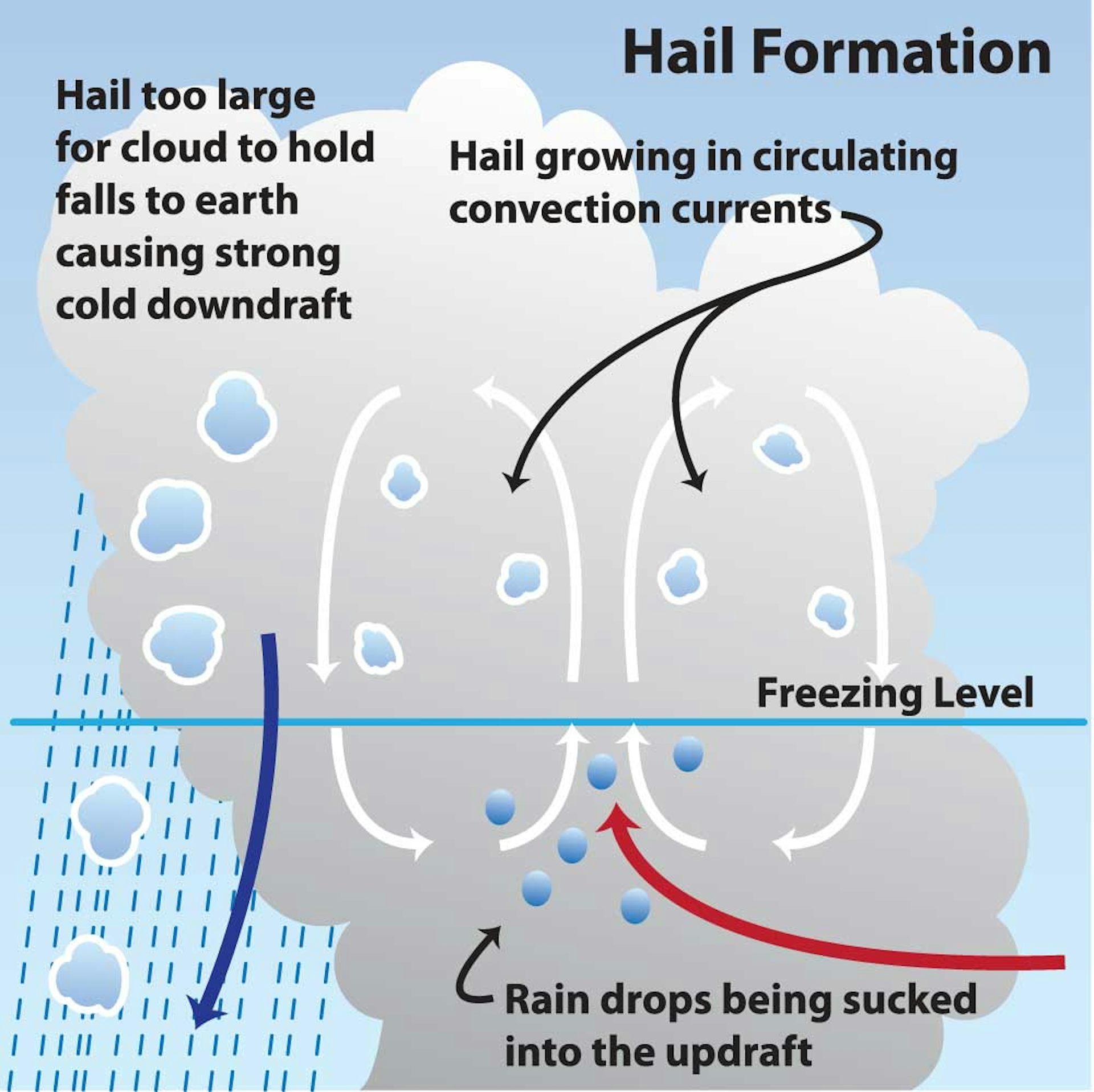 in basic terms, hailstones form as water is lofted into the