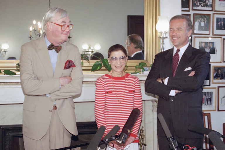 Judge Ruth Bader Ginsburg, Sen. Daniel Patrick Moynihan and Sen. Joseph Biden.