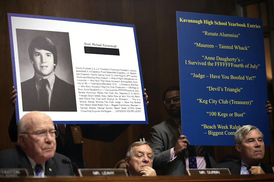 Hook Maker For Essays Three Democratic Members Of The Senate Judiciary Committee Listen To Testimony In The Brett Kavanaugh Assault Allegation Hearings Sept Bestessay also Writing Essays For Scholarships Bystander Effect And Sexual Assault What The Research Says Essay Writing Exercise